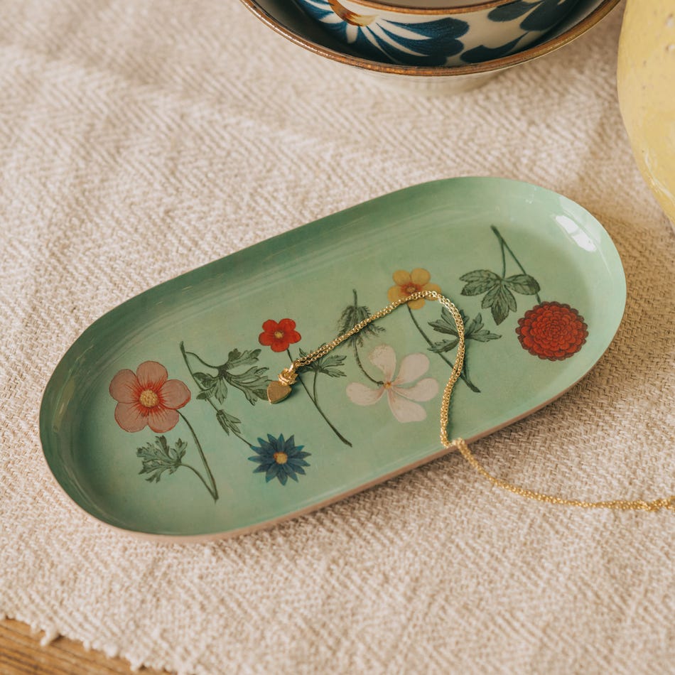 Flower Festival Oval Enamel Tray