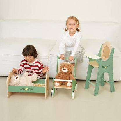Trona vintage de madera para muñecas