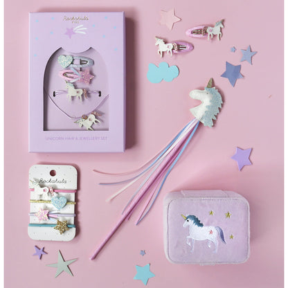Conjunto de pelo y joyas de unicornio