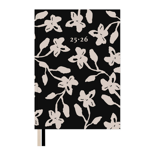 Weekly Planner 2026 - Black & White Flowers