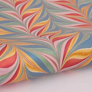 PAPER MIRCHI HAND MARBLED GIFT WRAP SHEETS - FEATHER METALLIC MIX