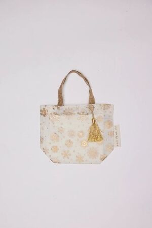 PAPER MIRCHI REUSABLE FABRIC GIFT BAG TOTE STYLE GOLD FROST (MEDIUM)