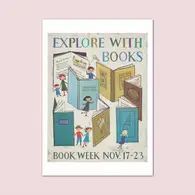 EXPLORE WITH BOOKS VINTAGE PRINT A3